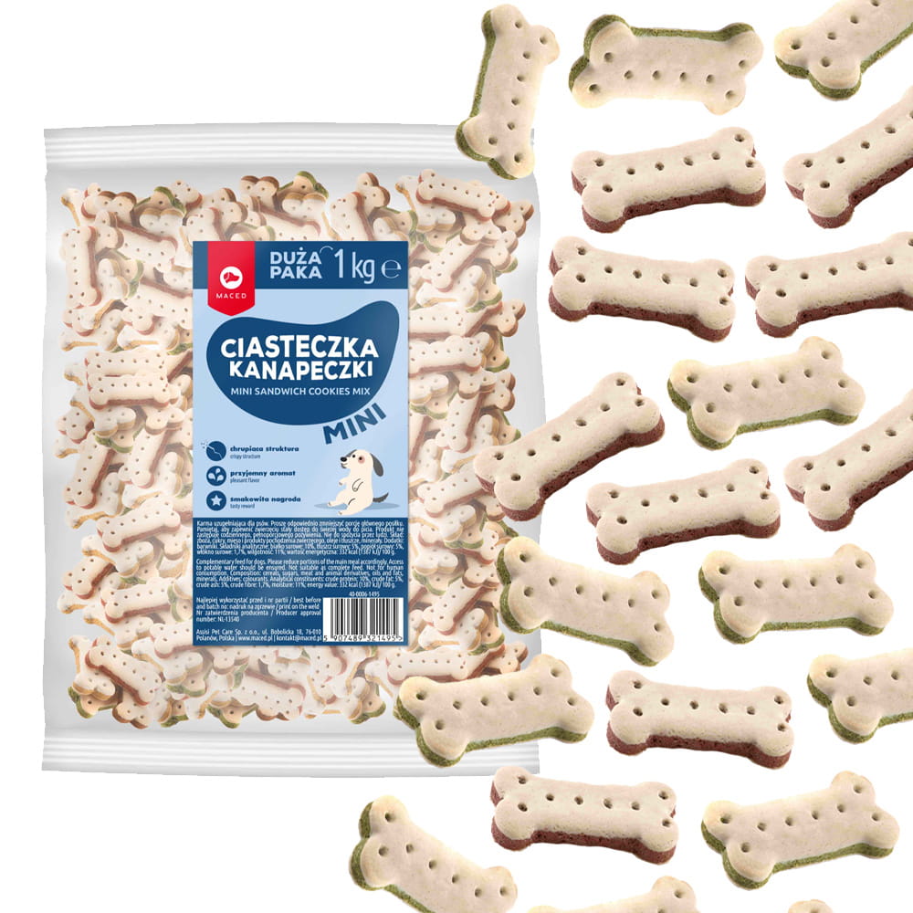Maced ciastka przysmak psa kanapka mix smaków 1kg
